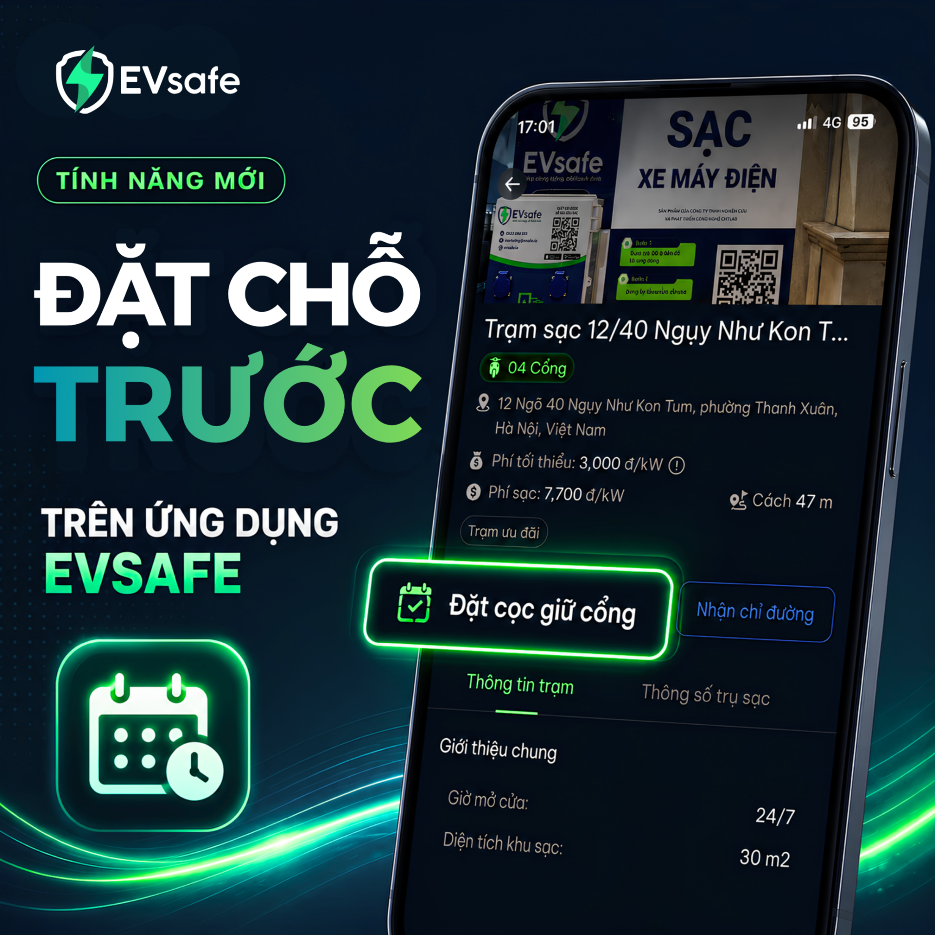 Sạc xe chủ động và tiện lợi hơn với tính năng đặt chỗ trước trên ứng dụng EVsafe