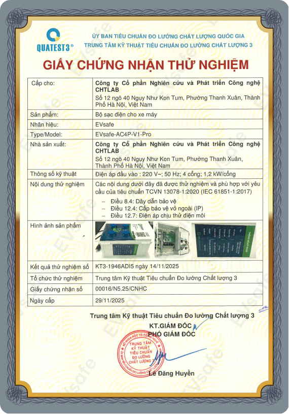 Giấy chứng nhận thử nghiệm 1