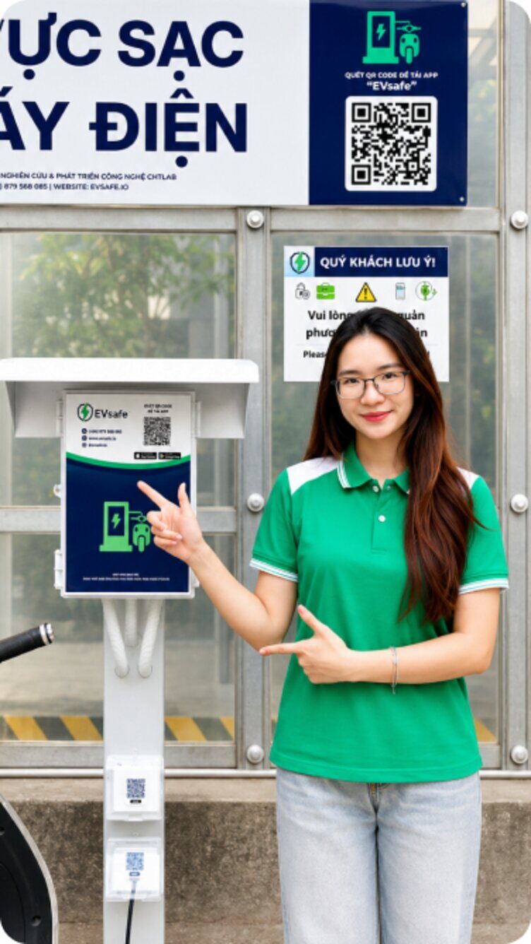 Khu vực sạc xe máy điện EVsafe tại chung cư
